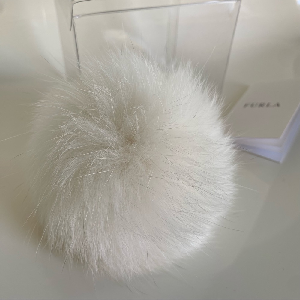 Furla Fur Pom Pom Bag Charm White